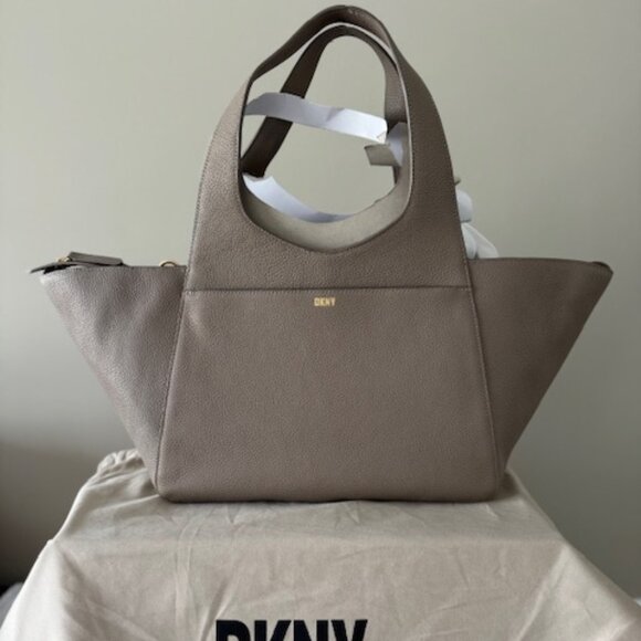 NWT DKNY Large Effortless Tote Bag Flint Gray (Beige) Color - Picture 2 of 9